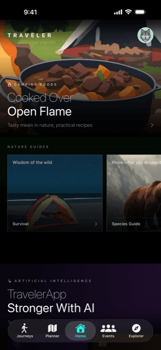Traveler App, another screen